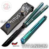 Mirage Balisong Green Titanium Butterfly Knife DLC False Edge Blade w/ Bushings Titus S2G slash2gash