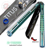 Mirage Balisong Green Titanium Butterfly Knife DLC False Edge Blade w/ Bushings Titus S2G slash2gash