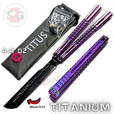 Mirage Balisong Purple Titanium Butterfly Knife DLC False Edge Blade Titus Original S2G slash2gash
