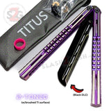 Mirage Balisong Purple Titanium Butterfly Knife DLC False Edge Blade Titus Original S2G slash2gash