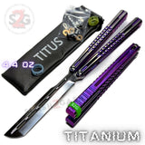 Mirage Balisong Purple Titanium Butterfly Knife Channel w/ Bushings Titus Original S2G slash2gash