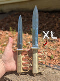 Trench Knife 11 or 13 Inch Carbon Steel Dagger Real Brass Knuckles - 2 sizes