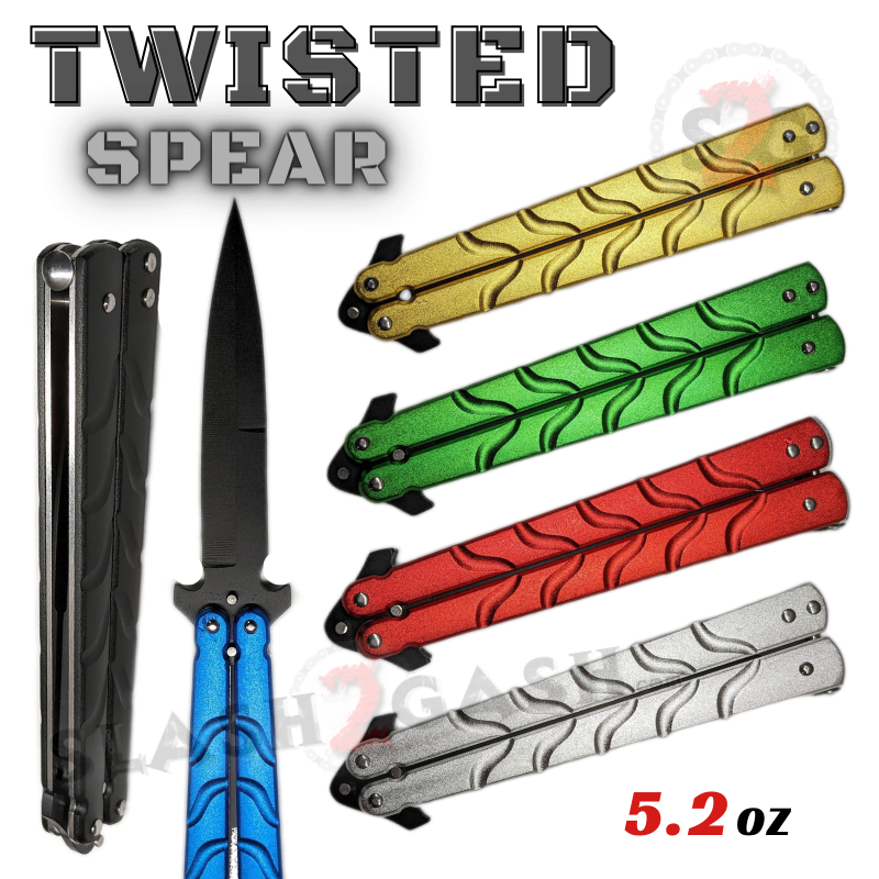 Twisted Spear Dagger Butterfly Knife Balisong w/ Rivets - Asst Colors ...