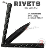 Twist Riveted Butterfly Knife Dagger Balisong with Latch - All Black Knife Blackout Black Blade