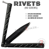 Twist Riveted Butterfly Knife Dagger Balisong with Latch - Black Knife Black Blade