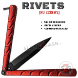 Twist Riveted Butterfly Knife Dagger Balisong with Latch - Red Knife Black Blade
