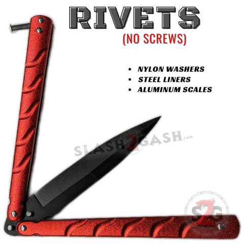 Butterfly S レッド 2枚セット Twisted Spear Dagger Butterfly Knife Balisong w/ Rivets - Red