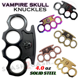 Vampire Skull Brass Knuckles Duster Steel Paperweight - Assorted Colors