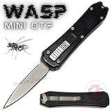 Mini Keychain OTF Knife Wasp Small Automatic Switchblade Dagger with Clip - Black Silver California Legal