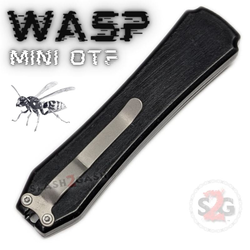 Wasp Mini OTF Knife Small Automatic Switchblade Dagger - Black Silver ...