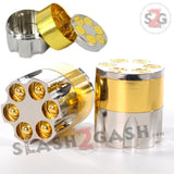 Gold Revolver Bullet Herb Grinder Tobacco Mill - Small 1.6 Inch 3 piece 40mm