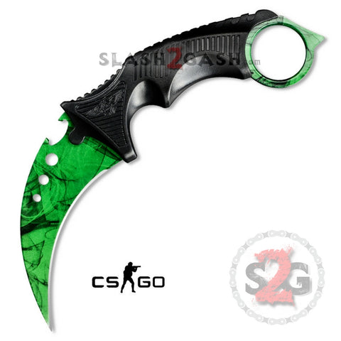 CSGO Green Emerald ELITE CIMA Karambit FULL TANG Tactical Claw Neck Knife