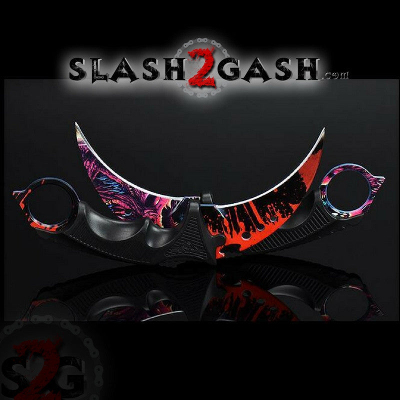 CSGO Blood Karambit Full TANG Tactical Claw Neck Knife w/ Sheath ELITE ...