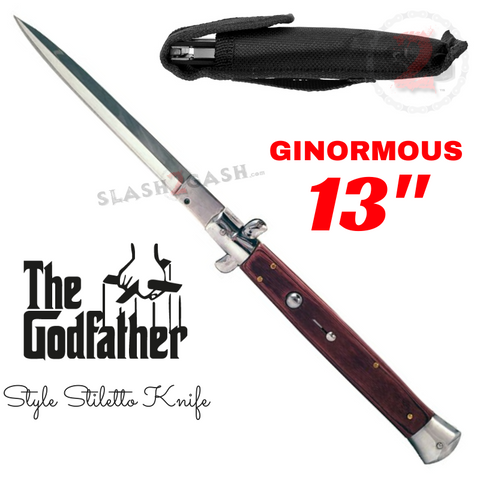13" Ginormous Godfather Stiletto Automatic Knife - Rosewood