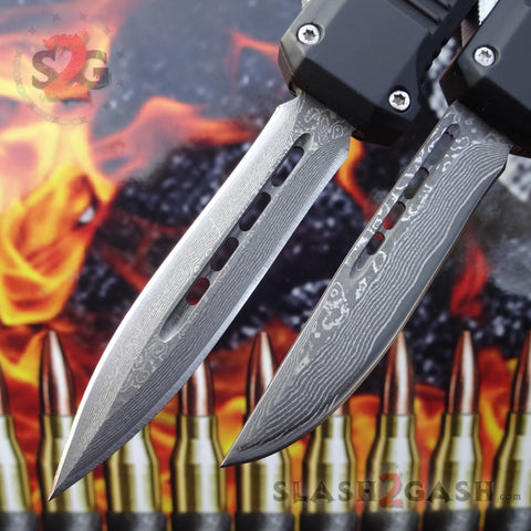 Delta Force Small 7" OTF Bullet HK Automatic Knife - REAL Layered Damascus Switchblade