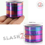 Rainbow Stainless Steel Magnetic Spice Herb Grinder 4 piece - 2" inch 50mm Blue Ice
