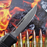 Delta Force Small 7" OTF Bullet HK Automatic Knife - REAL Layered Damascus Switchblade Drop Point