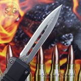 Delta Force Small 7" OTF Bullet HK Automatic Knife - REAL Layered Damascus Switchblade Double Edge Dagger