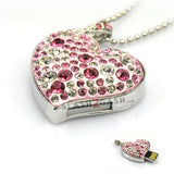 Crystal Heart LOVE Necklace USB Flash Drive 2.0 Pendant Charm 16 GB U Disk Memory Stick