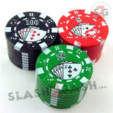 Casino Poker Chips Tobacco Herb Grinder 1.5" - 3 pieces METAL