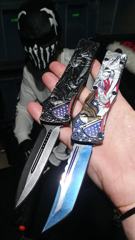 USA Liberty OTF Knife Flag and Eagle Red White & Blue - Tanto Xtreme S2G Tactical Knives