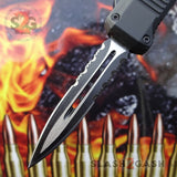 Delta Force Small 7" OTF Bullet HK Automatic Knife - 440c Switchblade Double Edge Serrated