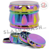 Rainbow Stainless Steel 2.5" Magnetic Spice Herb Grinder 4 piece - Diamond 63mm Ice Blue