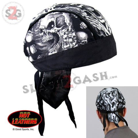 Hot Leathers Assassin Motorcycle Headwrap Skull & Guns Durag