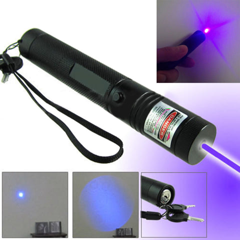 Blue Purple Laser Pointer Pen 303 Adjustable Focus Burning Match Military Grade 10 Miles + Star Cap + Battery + Charger 405nm