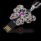 Crystal Diamond Butterfly USB Flash Drive 2.0 Necklace Charm 16 GB U disk Memory Stick