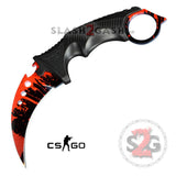 CSGO Blood Karambit Full TANG Tactical Claw Neck Knife w/ Sheath ELITE ver