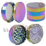 Rainbow Stainless Steel Magnetic Spice Herb Grinder w/ Maze 4 pc Game 2.5 inch 63mm