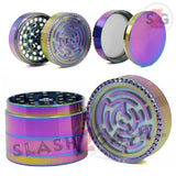 Rainbow Stainless Steel Magnetic Spice Herb Grinder w/ Maze 4 pc Game 2 inch 52mm