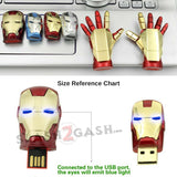 Iron Man USB Flash Drive 2.0 Moveable Hand w/ LED Light 16gb Memory Stick Pendrive