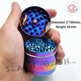 Rainbow Stainless Steel Magnetic Spice Herb Grinder 4 piece - 2" inch 50mm Ice Blue