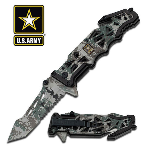 U.S. Army Knife Licensed "Liberator" Digital Camo Tactical Spring Assisted
