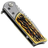 Faux Stag Horn Small Automatic Knife w/ Safety Lock