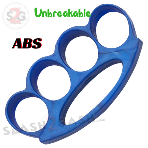 ABS Plastic Brass Knuckles Unbreakable Lexan Paperweight Extra Wide Belt Buckle Fat Boy - Blue