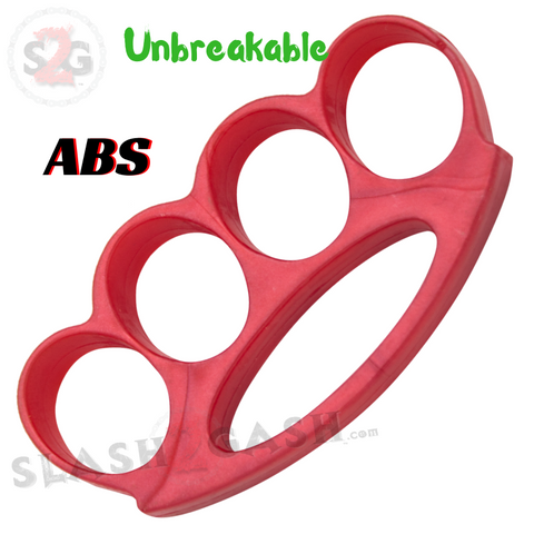 ABS Plastic Brass Knuckles Unbreakable Lexan Paperweight Extra Wide Belt Buckle Fat Boy - Red