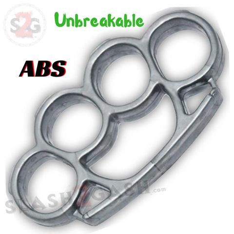 ABS Plastic Brass Knuckles Unbreakable Lexan Paperweight Belt Buckle - Silver