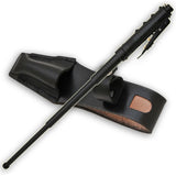 AUTOMATIC Baton Police Grade W/Leather Solid Metal Stick Black
