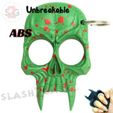 Demonic Skull Self Defense Keychain ABS Knuckles Unbreakable - Green with Red Blood Splash