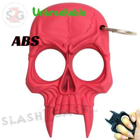 Demonic Skull Self Defense Keychain ABS Knuckles - Pink Unbreakable Plastic