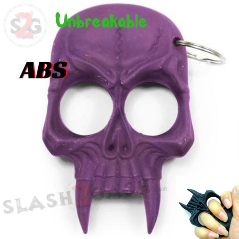 Demonic Skull Self Defense Keychain ABS Knuckles - Purple Unbreakable Plastic