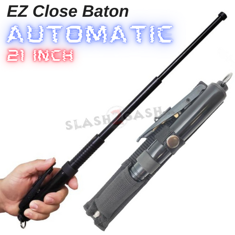 AUTOMATIC Baton EZ Close 21" Expandable Steel - Police Force NEW design