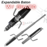 AUTOMATIC Baton w/Guard Expandable Solid Metal Stick Chrome