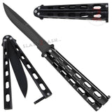 Jaguar HEAVY Butterfly Knife Big Fat Balisong - Black Plain Riveted Knuckle Banger