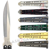 JUMBO Butterfly Knife Giant 10" Balisong Large 5 Hole Pattern - Green Marble