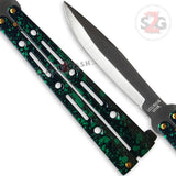 JUMBO Butterfly Knife Giant 10" Balisong Large 5 Hole Pattern - Green Marble