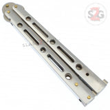 JUMBO Butterfly Knife Giant 10" Balisong Large 5 Hole Pattern - Silver